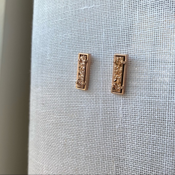 KENDRA SCOTT Lady Stud Earrings in Rose Gold Drusy - Picture 7 of 7